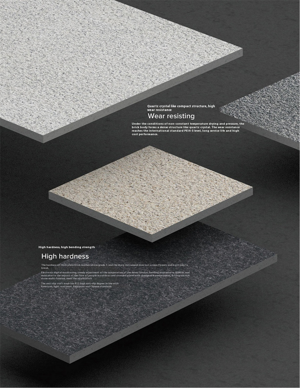 Black 1200x600x18mm Smooth Surface Full Body Floor Paving Tile Around Swimming Pool