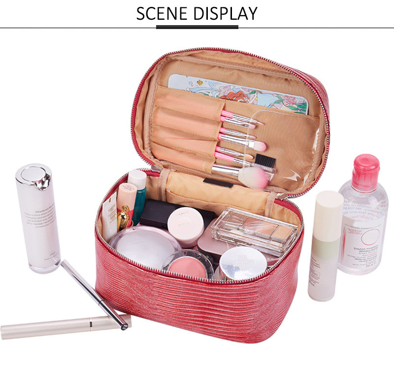 Custom Fashion Large Capacity Waterproof Women Tote Cosmetic Bag Double Zipper