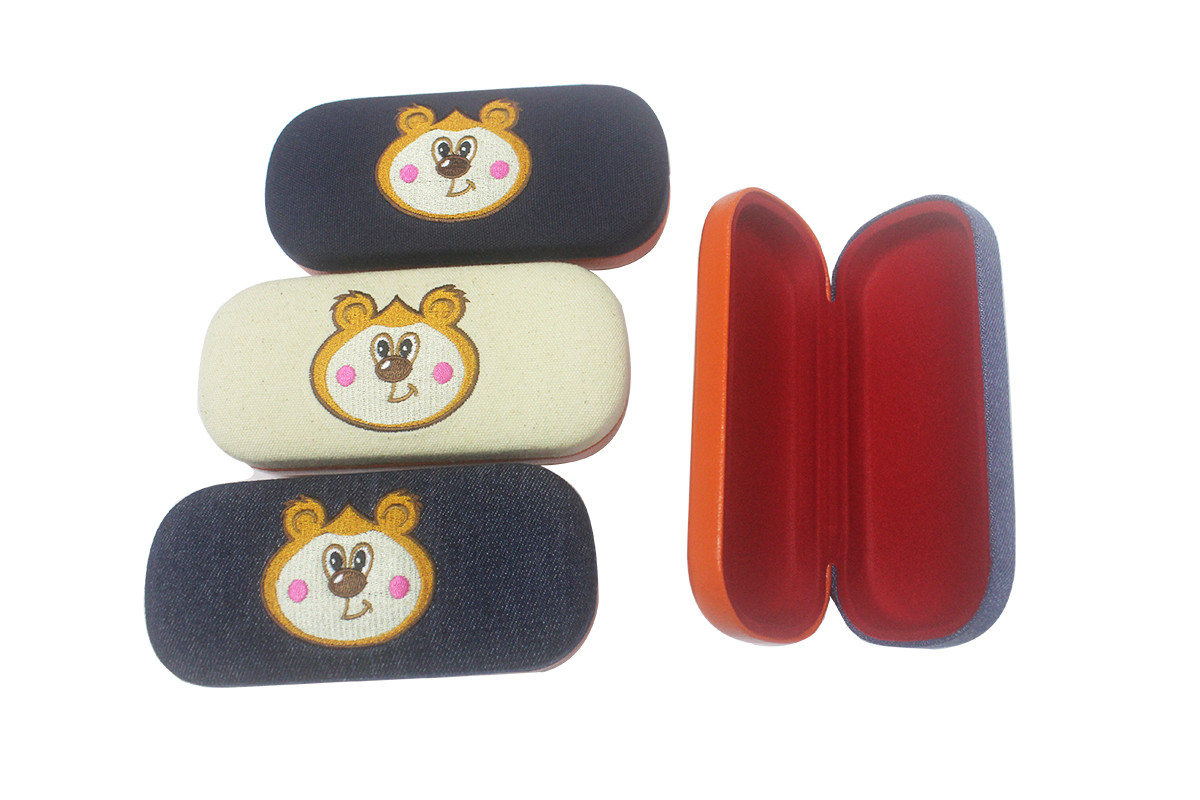 PU Embroidery Kids Hard Shell Eyeglass Cases Children Cartoon Cases