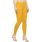 High Quality Women Yellow Solid Cotton Ankle Length Gym Yoga Leggings Sport with