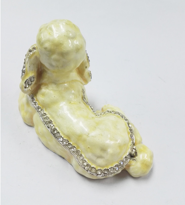 Fashion metal alloy dog trinket Jewelry Box pewter white cute dog trinket Jewelry Box