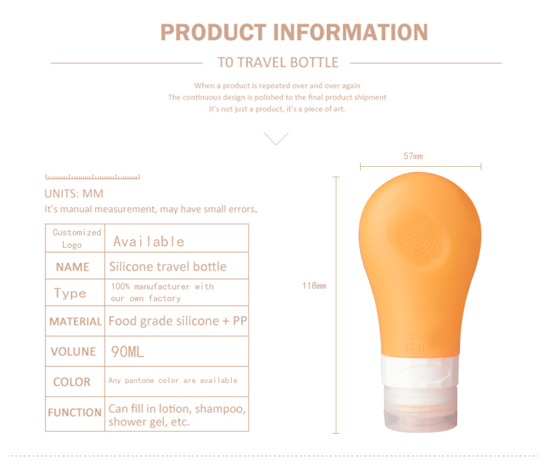 Eco Friendly Non Toxic 37g Small Silicone Travel Bottles