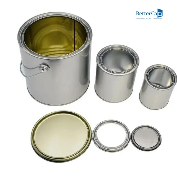 Round 5 Litre Empty Paint Tins Industry Paint Container 1.3 Gallon Tin Buckets Bulk