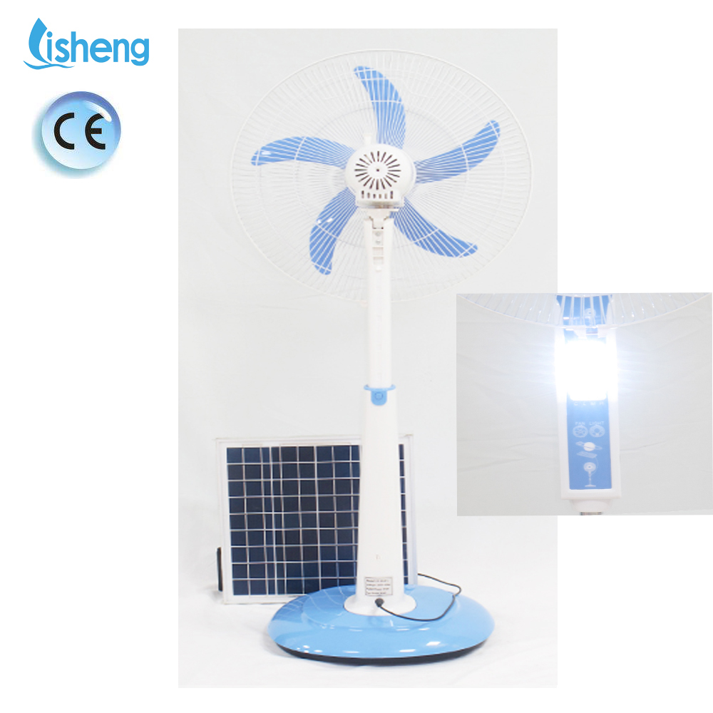 Household 12V DC Fan 16 Inch Rechargeable Stand Fan With LED Light And Charging Battery