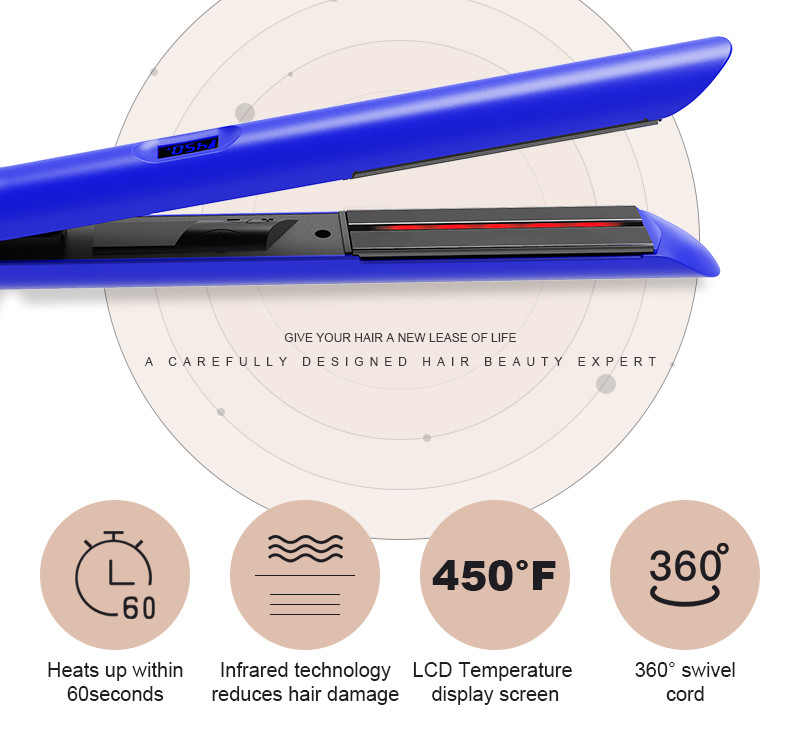 Professional Flat Iron Infrared Hair Straightener Tourmaline And Ceramic Plates