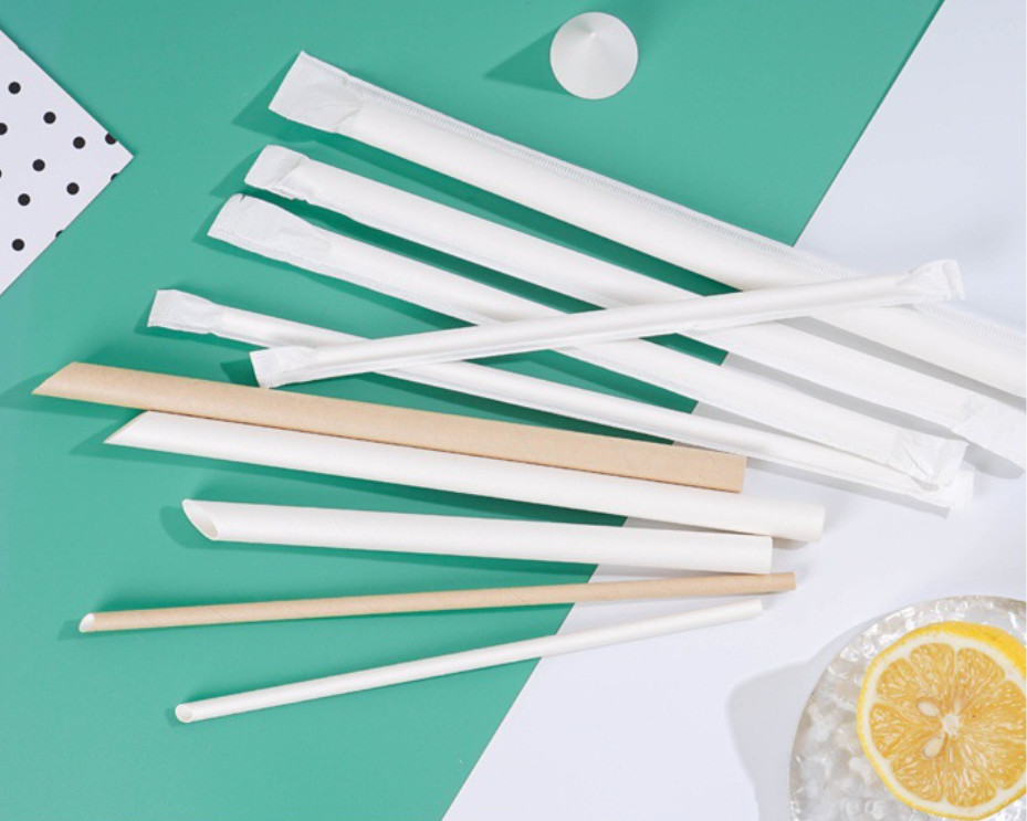 Food Grade Certified Eco Disposable 100% Biodegradable Kraft Paper Straws 12*230MM