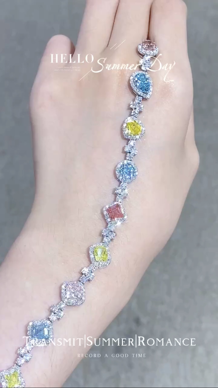 Colored Lab Created Diamond Bracelet Candy Bracelet Lab Diamond Jewelry