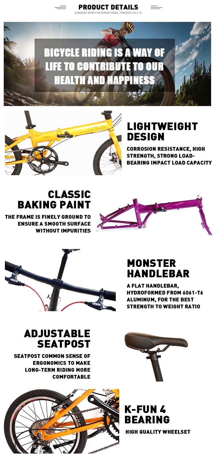 Folding Bike 20inch 9 Speed Velocity Highend Products Lightweight MTB RB Brake V Brake
