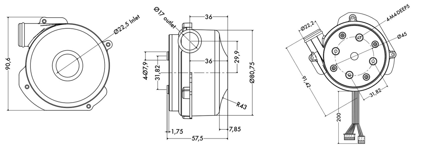 High Pressure 28cfm 24v Brushless DC Blower , Cpap Machine Blower Motor