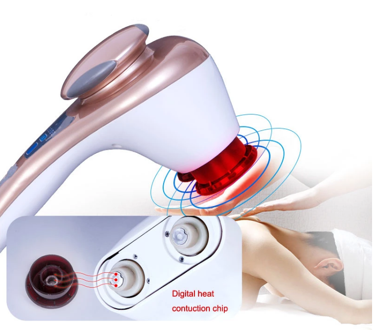 Three Modes Dual Tapper Handheld Percussion Massager With Shiatsu And Heating