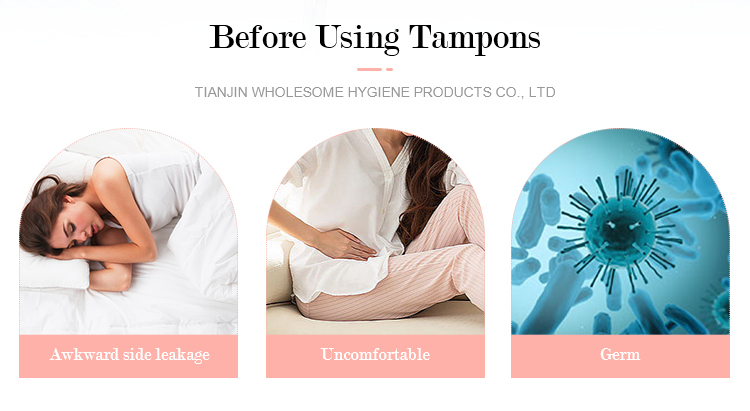 Cleaning Function Organic Cotton Tampons for Women's Menstrual Care Necessities