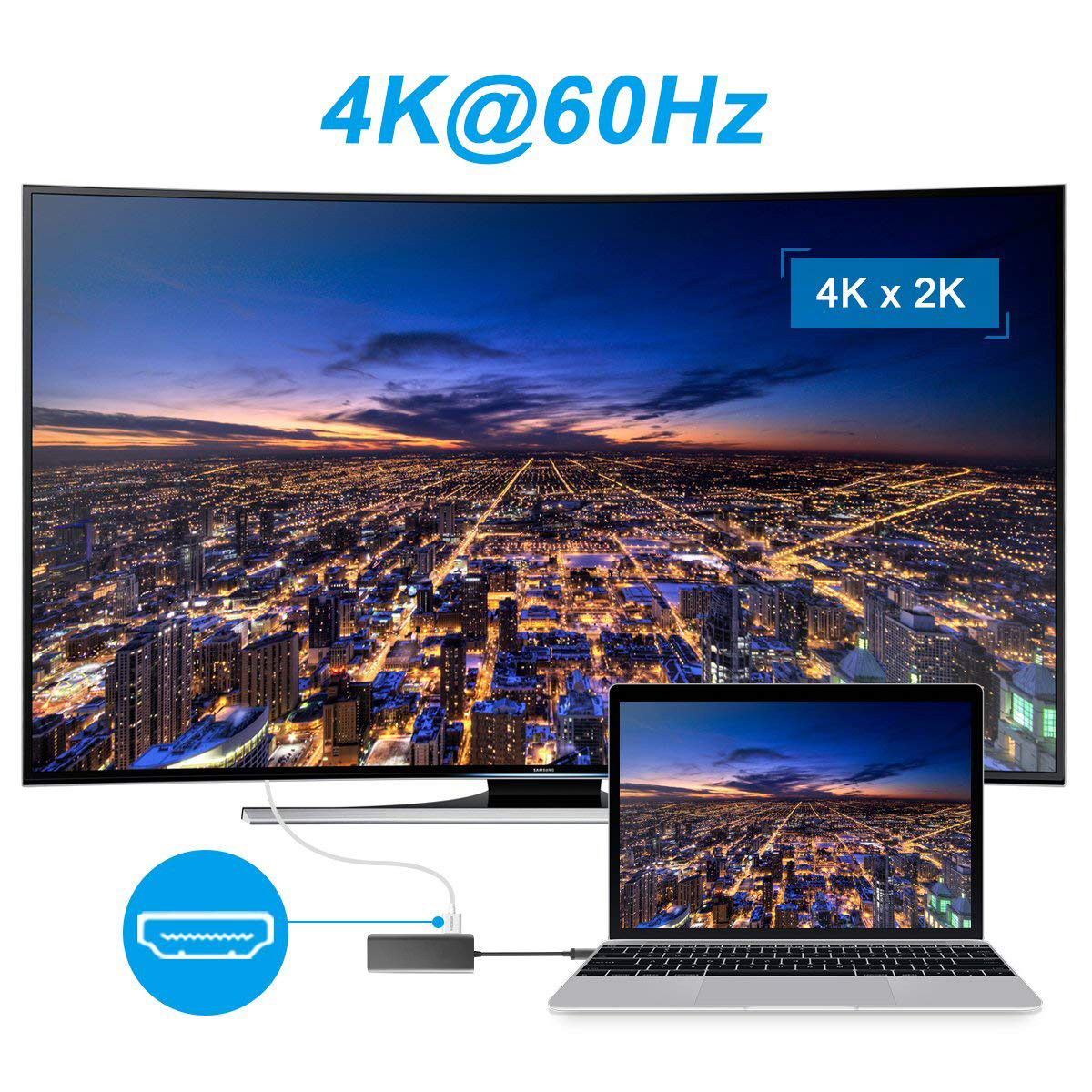 USB C Hub 6 in 1 Macbook Type C Hub With Pass-through Charging SD/Micro SD Card Reader 2 USB3.0 Ports and 4K Slot