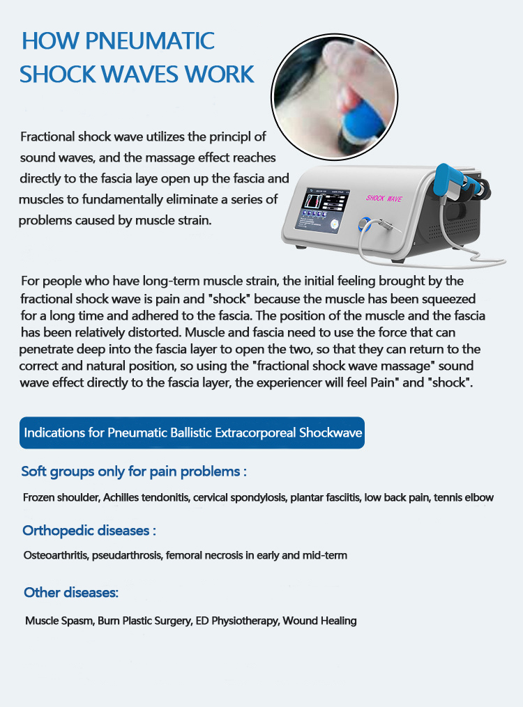 White ESWT Extracorporeal Shock Wave Therapy Machine OEM