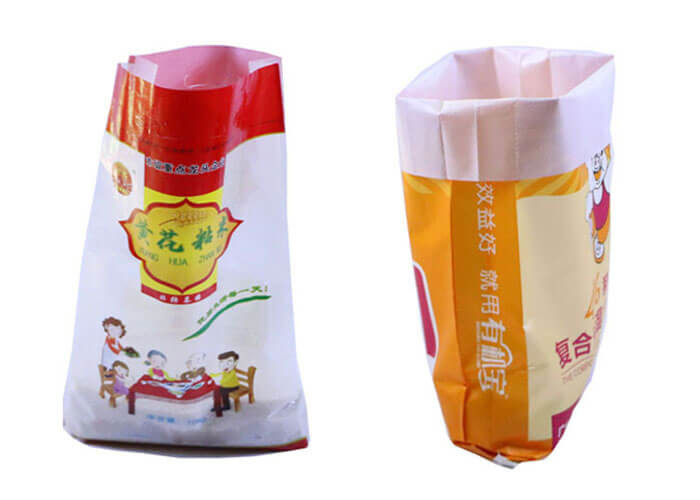 Matt / Pearl Film Pp Woven Rice Bag , Polypropylene Packaging Bags With Top Hemming