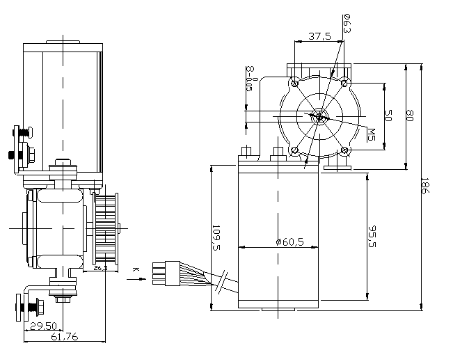 Brushless DC Low Noise Automatic Door Motor for Automatic Sliding Door 24V 75W