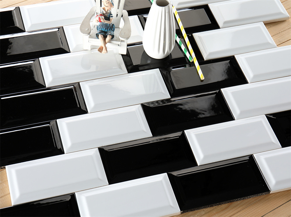 White And Black Basic Bread Tiles And Subway wall Tiles 75x152mm For Kitchen