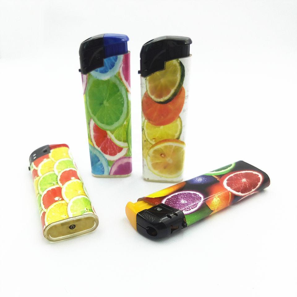 Colorful High Quality EUR Standard Plastic Electric Lighter with Custom Pattern-Fruits