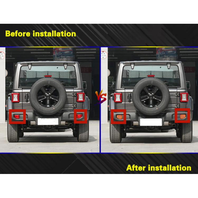 Dynamic Turn Signal Reflector LED Bumper Light Rear Fog Lamp For Jeep Wrangler 2018-2022