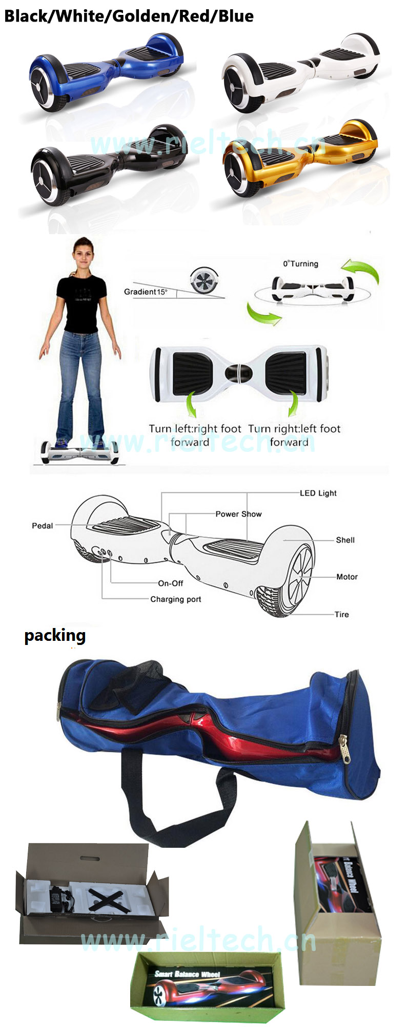 2015 Newest 6.5 Inch Smart Balance Wheel Two Wheel Self Balancing/Balance Scooter
