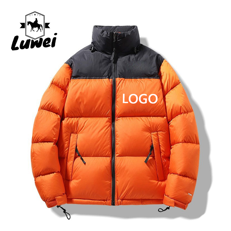 Contrast Color Cotton Padded Jackets Zip Up Men Crop Down Base Coat