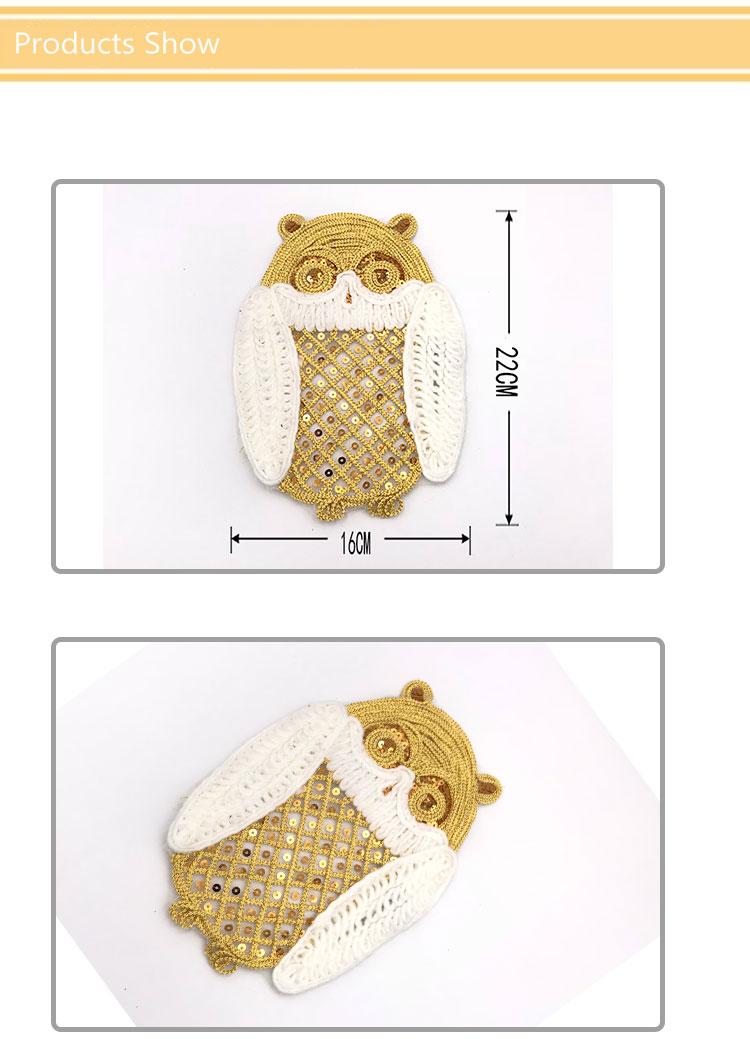 Cute Bear Sew On Embroidered Patches / Rope Patch Personalized Pattern Sequin