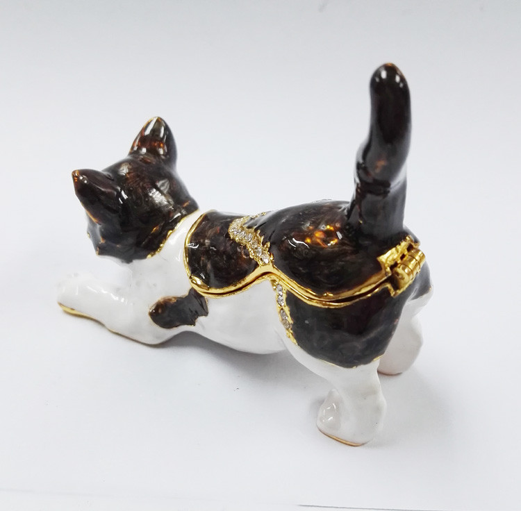 Promotional custom cat animal jewelry box metal cat trinket boxes cat shaped jewelry boxes
