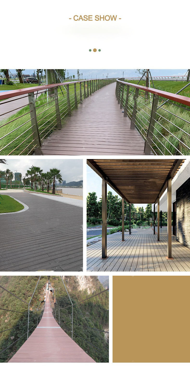 Non - Slip Groove WPC Decking Boards Outdoor Panel Road Park Engineering Floor Plank 140x25mm Gray Tan