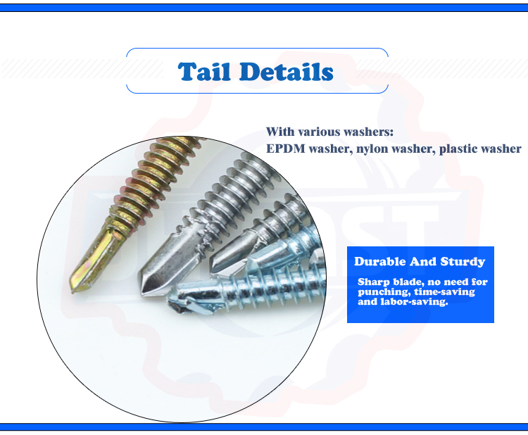 Metric Hex Washer Head Self-Drilling Metal Screw M2 M2.6 M3 M3.5 M4 M5 with Black Finish