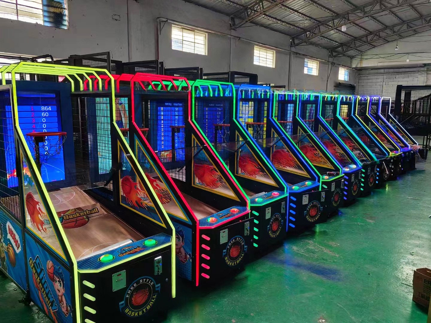 Big LCD Arcade Basketball Shooting Machine With Video Screen 250*110*257cm