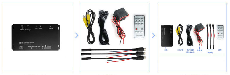 12V Vehicle Security Camera System Mini 2 Channel HD DVR Kit HD Cameras Monitor