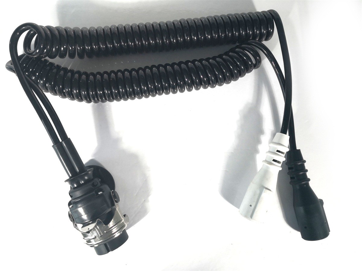 4V Adaptor Trailer Cable Electrical Coiled European Style With Moulded Plug