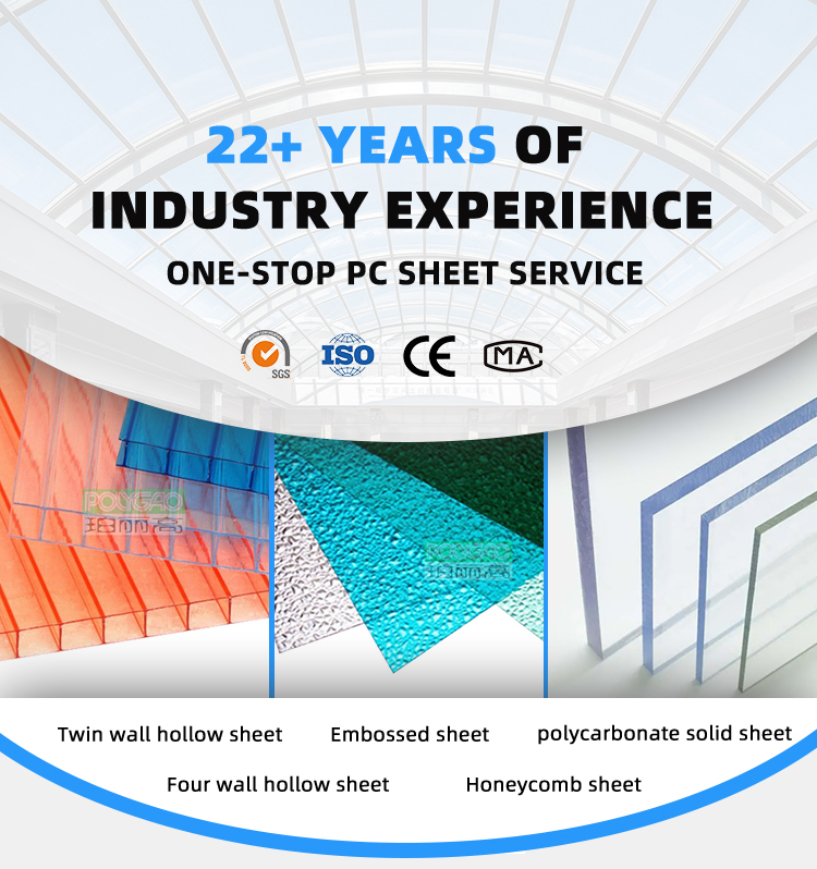 Four Wall Polycarbonate Sheet 16mm-32mm PC Hollow Sheet For Partition Board