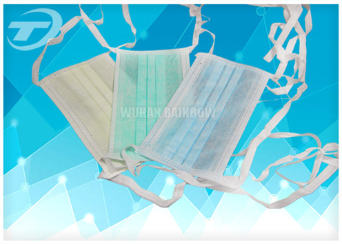 Disposable face mask 2 ply tie - on with different color,made of non-woven fabric