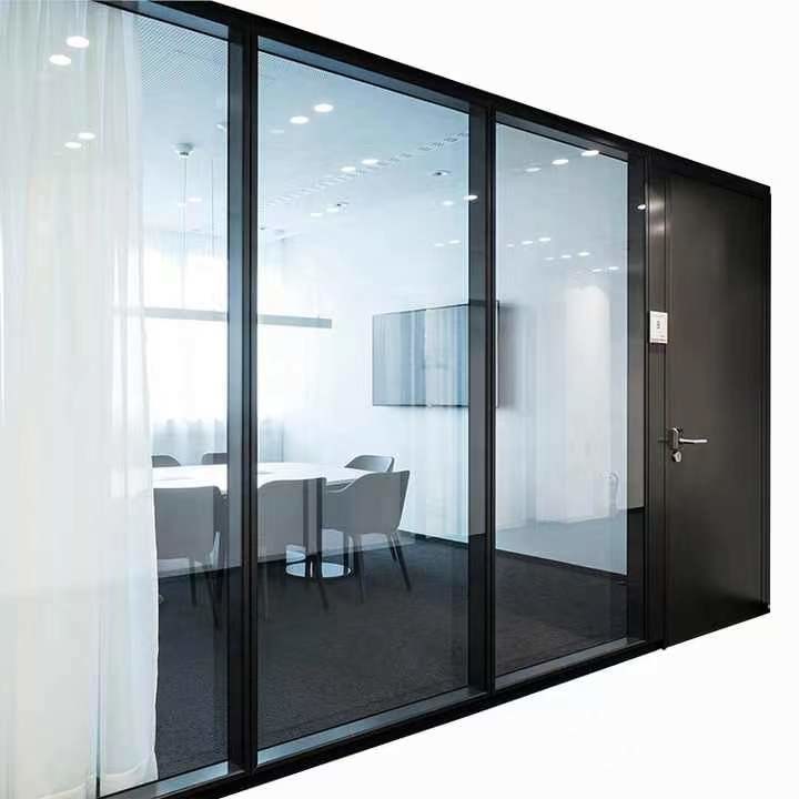 STC 42-48db Office Partition Wall Vertical Aluminium Frame Glass Partition