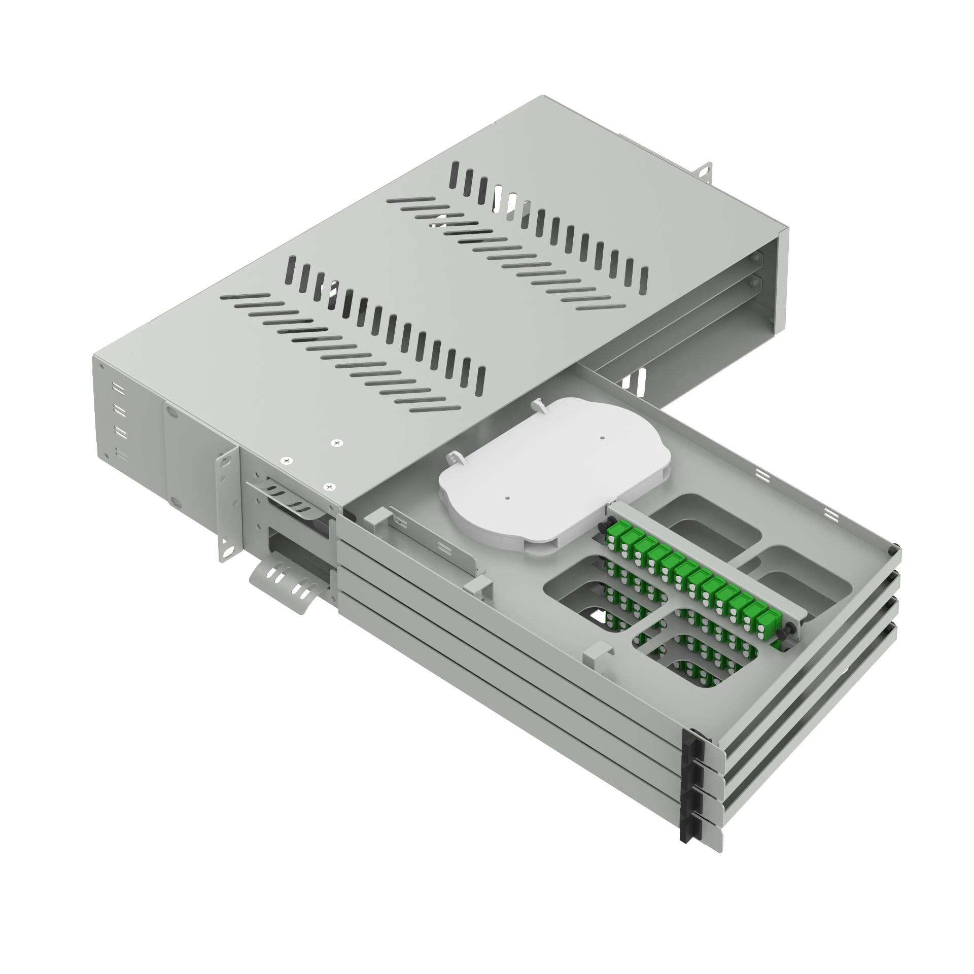19 Inch Data Center Fiber Optic Patch Panel Sub ODF with LC APC Swing Type and 5