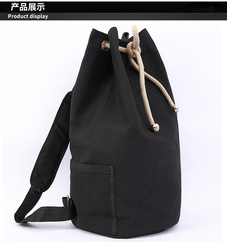 Black Drawstring Sports Backpack , Large Capacity Cinch String Backpack