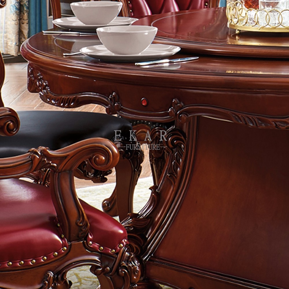 Electric Rotating Round Vintage Wood Dining Table
