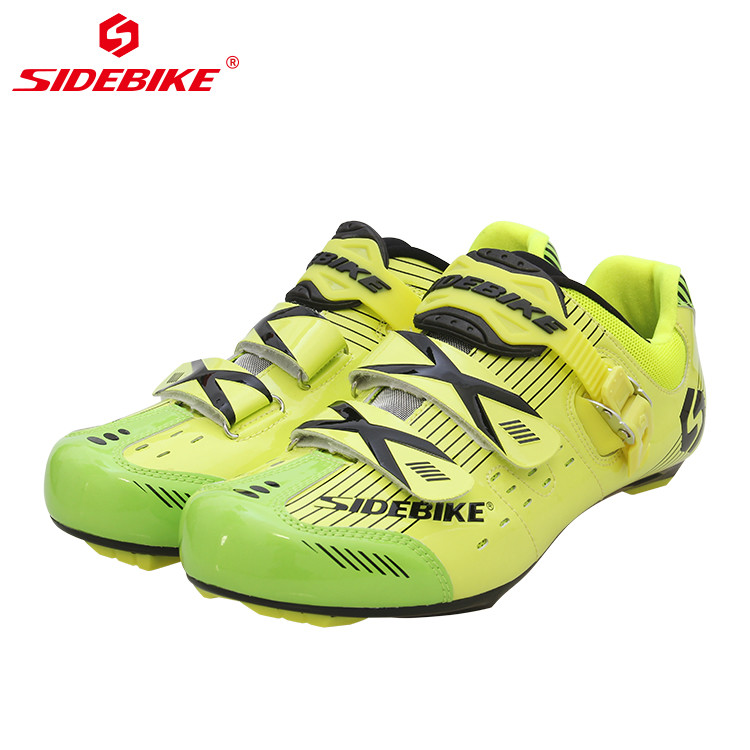 Yellow Youth Breathable Cycling Shoes , Road Bike Durability Anti Skid Sport Shoes