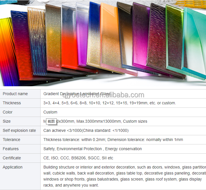 Drilling Tempering Eco-friendly 6.38-8.38mm Polished Edged Toughened Gradient Glass