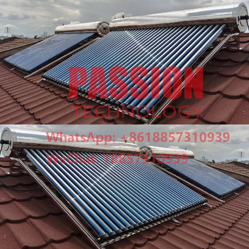 304 Presssure Solar Water Heater Pitched Roof Stainless Steel Solar Heating System