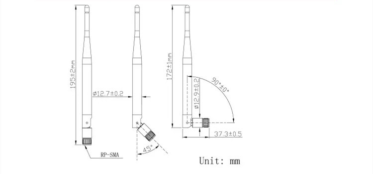SMA Input Connector Omni WIFI Antenna 2.4G 2.0DBI 2400-2500Mhz Frequency Range