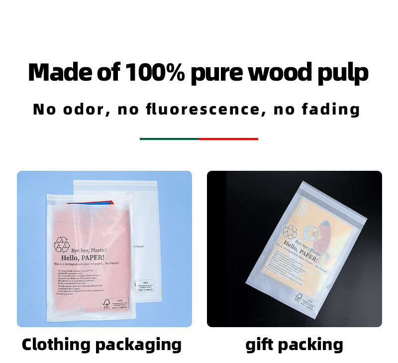 Biodegradable Translucency Glassine Paper Waxed Paper Custom Printed Garment Bags For Sock Clothes T-Shirt Packaging