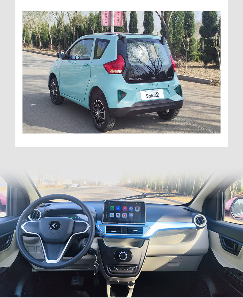 2024 2 Seats Mini EV Car Energy Vehicles Solar EEC Electric Car Blaval Solar 2 with EEC COC Customised Motor Single Motor