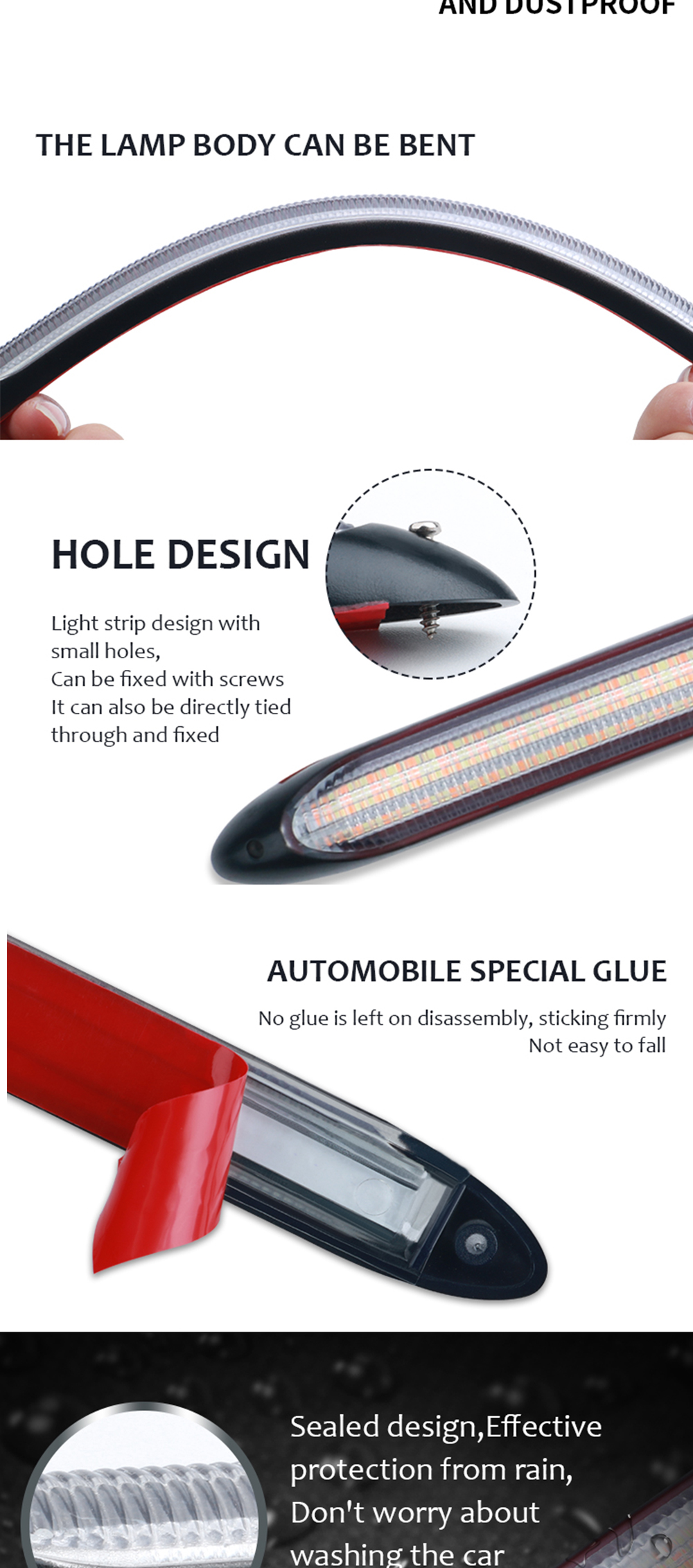 Universal Waterproof Vehicle Daytime Running Lights LED Sequential Flowing Scan 2835 34.5CM