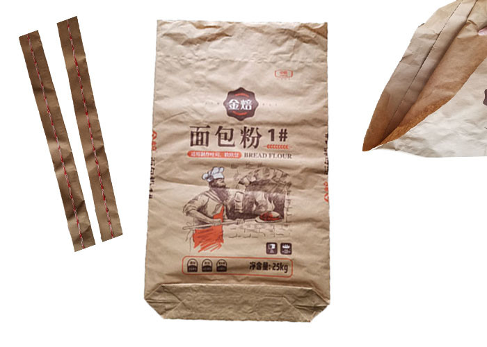 White Brown Kraft Paper Packaging Bags Flexo Printing Good Stability Multi Wall Paper Bags