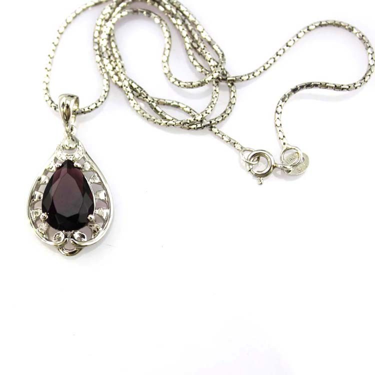 Fashion 9mmx12mm Pear Shape Purple Cubic Zircon Pendant(PSJ0395)