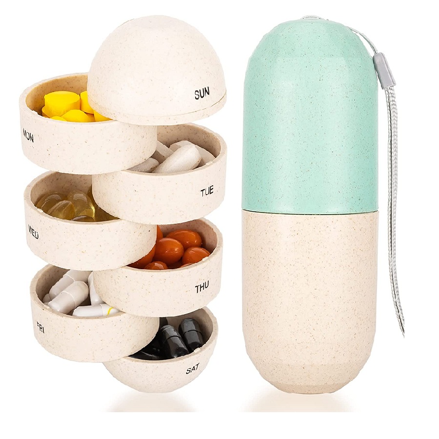 Hot Selling Counter Water Cute 7Days Box Organizer Weekly Travel Monthly Colorful Pills Cases Container