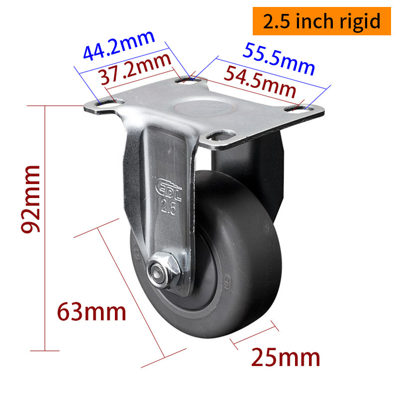 EDL Light TPE Casters Zinc Coating 2.5inch 70kg Plate by Rigid,Swivel and Brake type