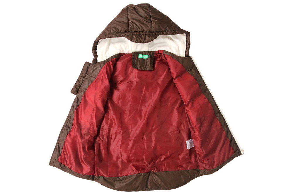 Brown 15/16 Size Kids Padded Gilet With Fur Lining Hood