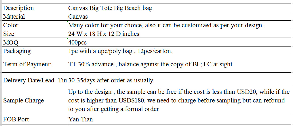 Large canvas bag, big tote, big beach holder